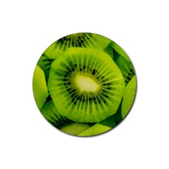 Kiwi Fruits, Close-up, Exotic Fruit Rubber Coaster (round) by kyorashop23