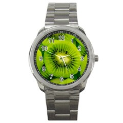 Kiwi Fruits, Close-up, Exotic Fruit Sport Metal Watch