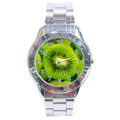 Kiwi Fruits, Close-up, Exotic Fruit Stainless Steel Analogue Watch by kyorashop23