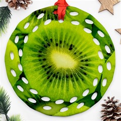 Kiwi Fruits, Close-up, Exotic Fruit Round Filigree Ornament (two Sides)