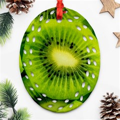 Kiwi Fruits, Close-up, Exotic Fruit Oval Filigree Ornament (two Sides) by kyorashop23