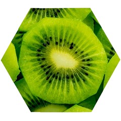 Kiwi Fruits, Close-up, Exotic Fruit Wooden Puzzle Hexagon by kyorashop23