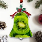 Kiwi Fruits, Close-up, Exotic Fruit Metal Holly Leaf Bell Ornament Front