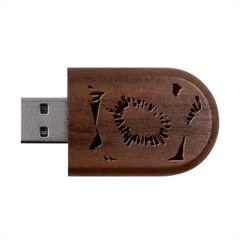 Kiwi Fruits, Close-up, Exotic Fruit Wood Oval Usb Flash Drive