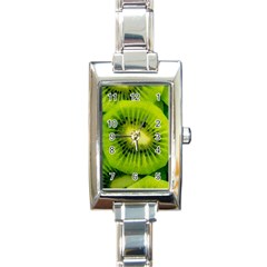 Kiwi Fruits, Close-up, Exotic Fruit Rectangle Italian Charm Watch by kyorashop23