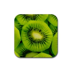 Kiwi Fruits, Close-up, Exotic Fruit Rubber Coaster (square) by kyorashop23