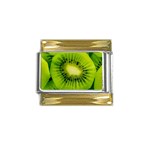 Kiwi Fruits, Close-up, Exotic Fruit Gold Trim Italian Charm (9mm) Front