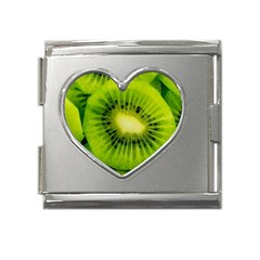 Kiwi Fruits, Close-up, Exotic Fruit Mega Link Heart Italian Charm (18mm) by kyorashop23