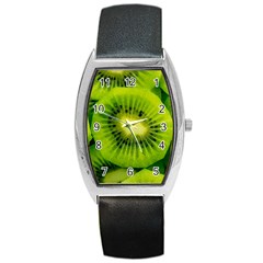 Kiwi Fruits, Close-up, Exotic Fruit Barrel Style Metal Watch