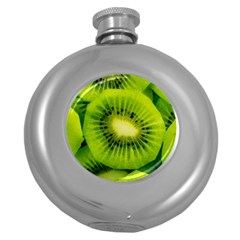 Kiwi Fruits, Close-up, Exotic Fruit Round Hip Flask (5 Oz)