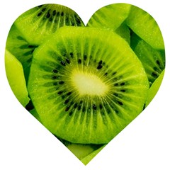 Kiwi Fruits, Close-up, Exotic Fruit Wooden Puzzle Heart by kyorashop23