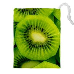 Kiwi Fruits, Close-up, Exotic Fruit Drawstring Pouch (5xl) by kyorashop23