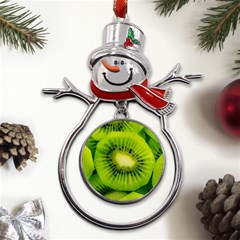 Kiwi Fruits, Close-up, Exotic Fruit Metal Snowman Ornament by kyorashop23