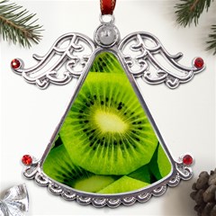 Kiwi Fruits, Close-up, Exotic Fruit Metal Angel With Crystal Ornament by kyorashop23