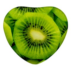 Kiwi Fruits, Close-up, Exotic Fruit Heart Glass Fridge Magnet (4 Pack) by kyorashop23