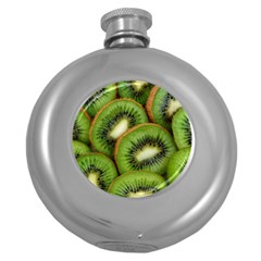 Kiwi Texture, Background With Kiwi, Fruits, Kiwi Round Hip Flask (5 oz)