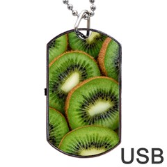 Kiwi Texture, Background With Kiwi, Fruits, Kiwi Dog Tag USB Flash (One Side)