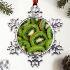 Kiwi Texture, Background With Kiwi, Fruits, Kiwi Metal Large Snowflake Ornament