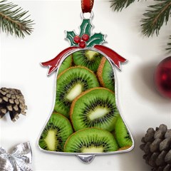 Kiwi Texture, Background With Kiwi, Fruits, Kiwi Metal Holly Leaf Bell Ornament