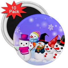 Let s Have Fun With Snowmen 3  Magnets (10 Pack) 