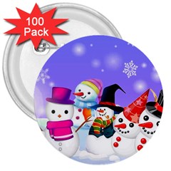 Let s Have Fun With Snowmen 3  Buttons (100 Pack) 