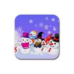 Let s Have Fun With Snowmen Rubber Coaster (square) by kyorashop23