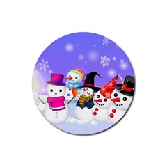 Let s Have Fun With Snowmen Rubber Round Coaster (4 Pack) by kyorashop23