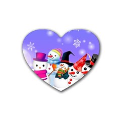 Let s Have Fun With Snowmen Rubber Coaster (heart) by kyorashop23