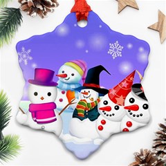 Let s Have Fun With Snowmen Snowflake Ornament (two Sides)