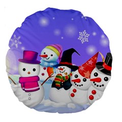 Let s Have Fun With Snowmen Large 18  Premium Round Cushions