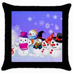 Let s Have Fun With Snowmen Throw Pillow Case (black)