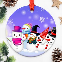 Let s Have Fun With Snowmen Round Ornament (two Sides)