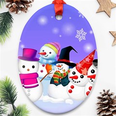 Let s Have Fun With Snowmen Oval Ornament (two Sides)