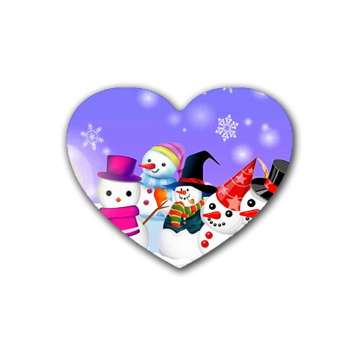 Let s Have Fun With Snowmen Rubber Coaster (Heart)