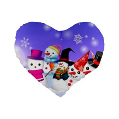 Let s Have Fun With Snowmen Standard 16  Premium Flano Heart Shape Cushions