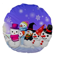 Let s Have Fun With Snowmen Large 18  Premium Flano Round Cushions