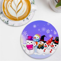 Let s Have Fun With Snowmen Uv Print Round Tile Coaster by kyorashop23