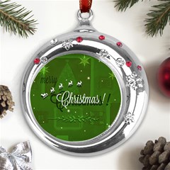 Merry Christmas , Holidays, Celebrations Metal Snowflake Red Crystal Round Ornament