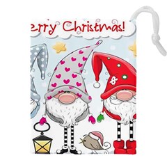 Merry Christmas, Christmas, Cute, Red, Merry, Gnomes Drawstring Pouch (5xl) by kyorashop23