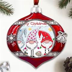 Merry Christmas, Christmas, Cute, Red, Merry, Gnomes Metal Snowflake And Bell Red Ornament by kyorashop23