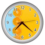 Orange, Slices, Fruit, Citrus Wall Clock (Silver) Front