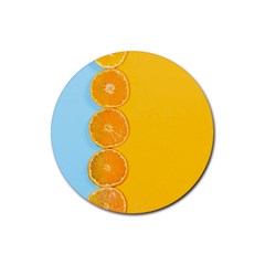 Orange, Slices, Fruit, Citrus Rubber Coaster (round) by kyorashop23