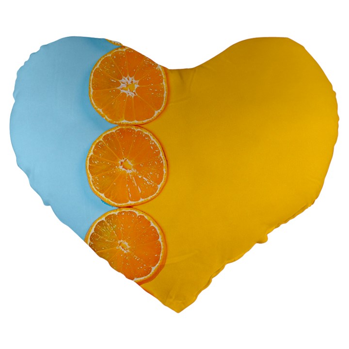 Orange, Slices, Fruit, Citrus Large 19  Premium Flano Heart Shape Cushions