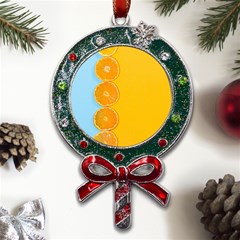 Orange, Slices, Fruit, Citrus Metal X mas Lollipop With Crystal Ornament by kyorashop23