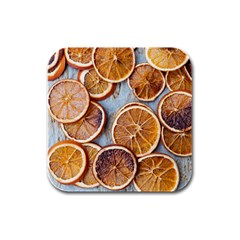 Orange, Slices, Fruits, Citrus Rubber Square Coaster (4 Pack)