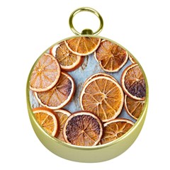 Orange, Slices, Fruits, Citrus Gold Compasses by kyorashop23