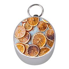 Orange, Slices, Fruits, Citrus Mini Silver Compasses