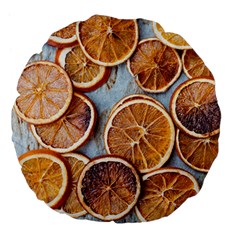 Orange, Slices, Fruits, Citrus Large 18  Premium Flano Round Cushions