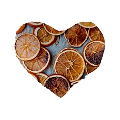 Orange, Slices, Fruits, Citrus Standard 16  Premium Flano Heart Shape Cushions