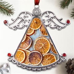 Orange, Slices, Fruits, Citrus Metal Angel With Crystal Ornament